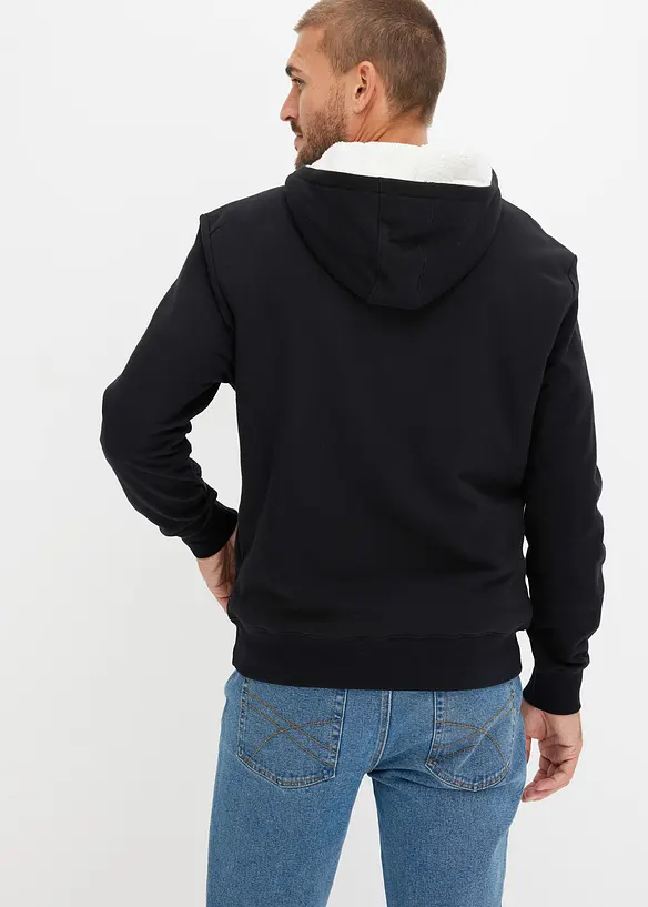 Termo-sweatshirt med hette og glidelås, varmt fôret, bonprix