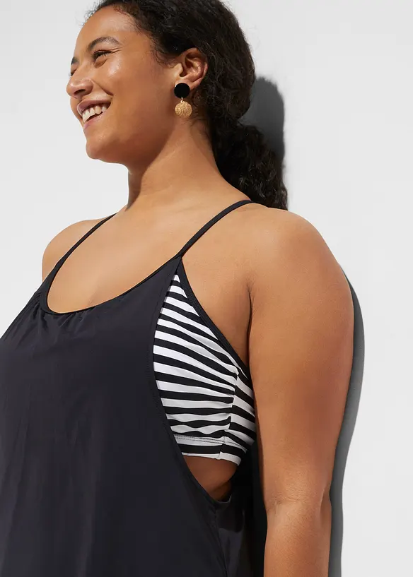 Lang tankini i lag på lag-look (2-delt sett), bonprix