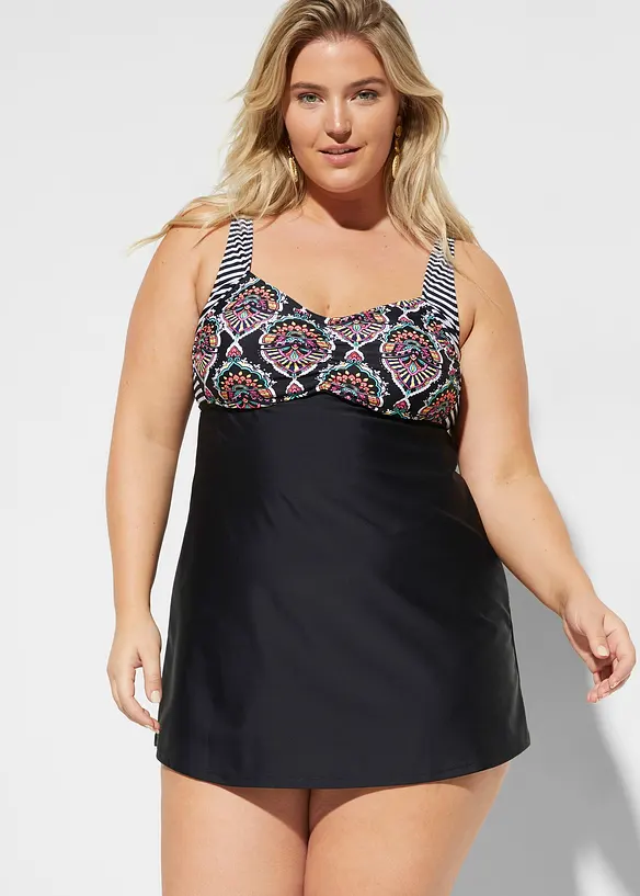 Lang tankini (2-delt sett) med high waist-bikinibukse, bonprix