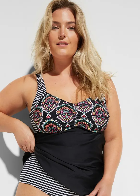 Lang tankini (2-delt sett) med high waist-bikinibukse, bonprix