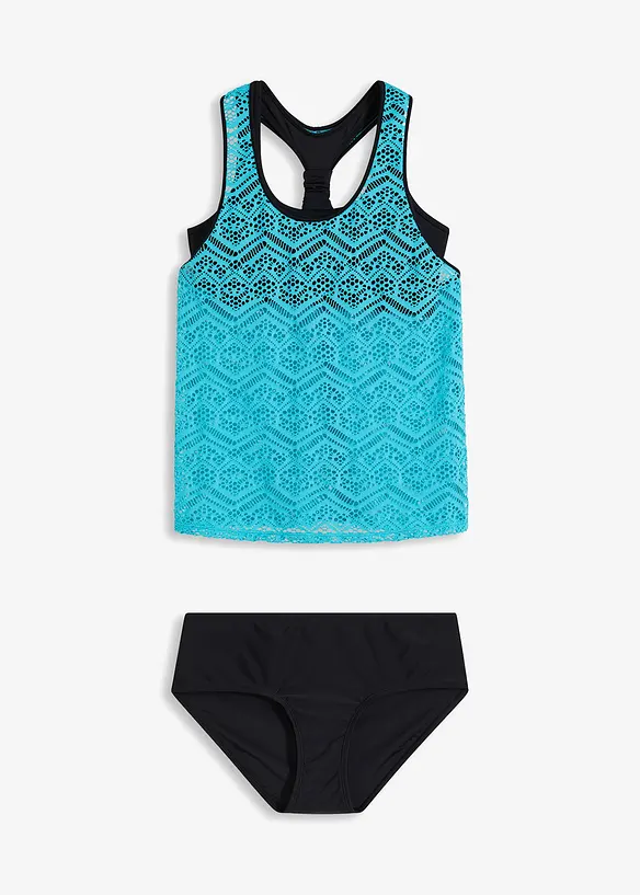 Tankini med elastiske blonder (2-delt sett), bonprix