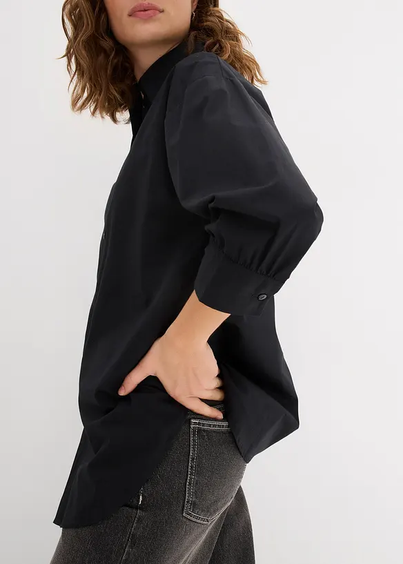 Oversized skjorte i bomull med 3/4-lange ermer, bonprix
