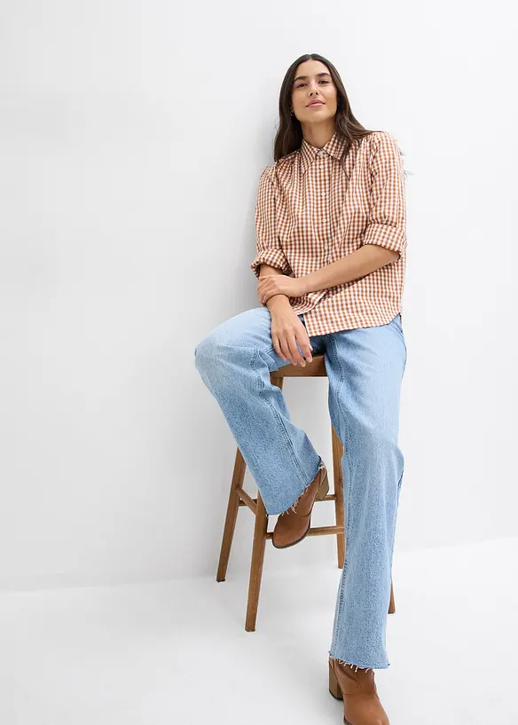 Oversized bluse med puffermer, bonprix