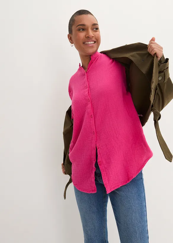 Lang bluse i bomullsmusselin, bonprix