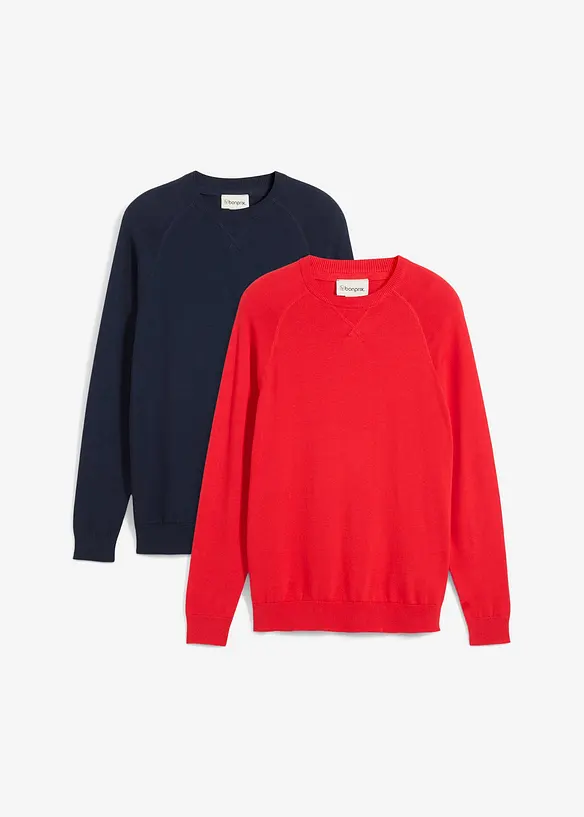 Finstrikket genser (2-pack) av 100%  bomull, bonprix