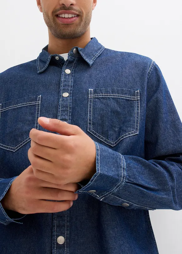 Jeansskjorte i ren bomull, bonprix