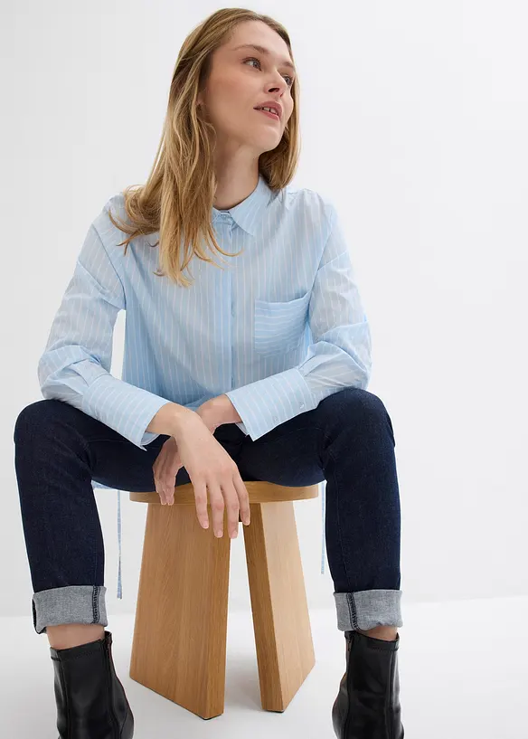 Lang bluse i ren bomull, bonprix