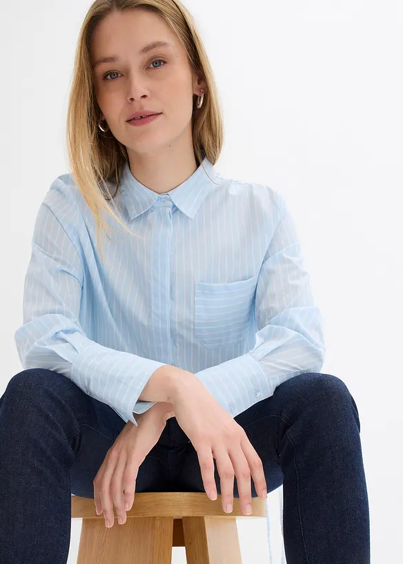 Lang bluse i ren bomull, bonprix