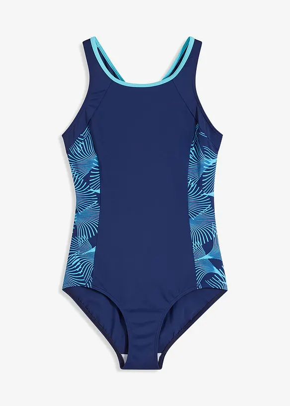 Badedrakt i sporty modell med innfellinger i siden, bonprix