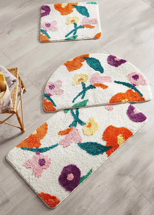 Tuftet badematte med flerfarget blomstermønster, bonprix
