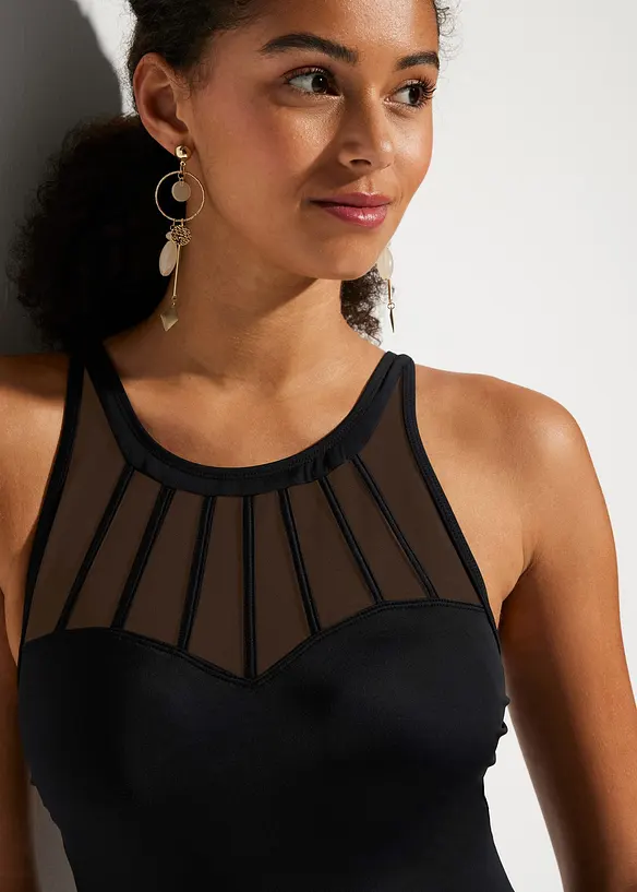 Shape-badedrakt, middels formende med transparent mesh, bonprix