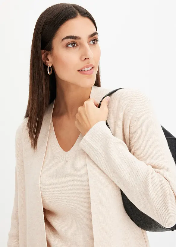 Lang cardigan med viskose, bonprix