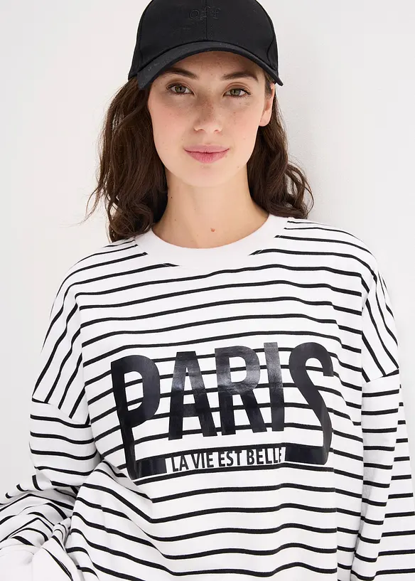 Oversized sweatshirt i bomullsmiks, bonprix