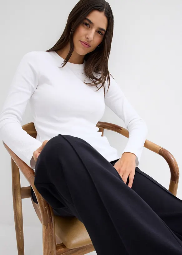 Topp i ribbemateriale med økologisk bomull (2-pack), bonprix