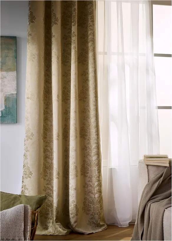 Lystett gardin i jacquard med termofunksjon (1-pack, bonprix