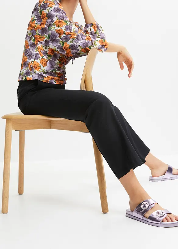High Waist-bukse i lin-/viskosemiks, bonprix