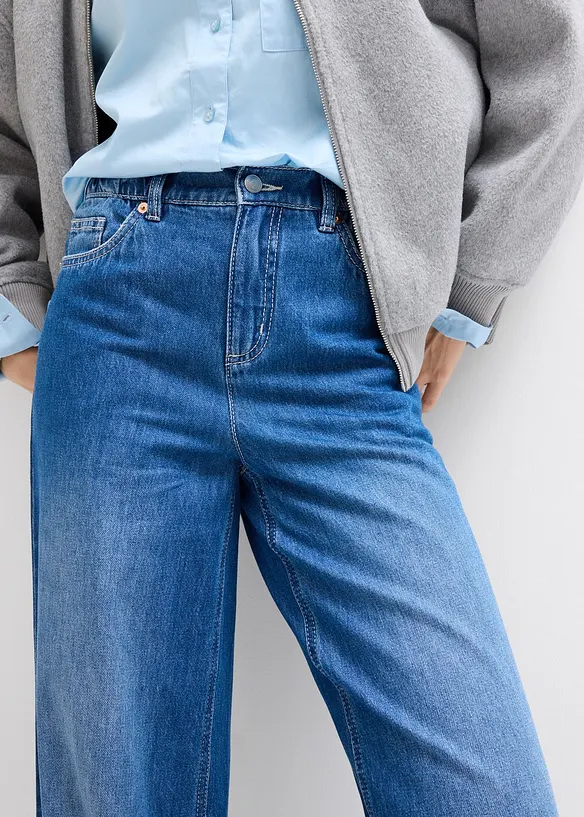 Wide-Leg-jeans, High Waist, Full Length, komfortlinning, bonprix