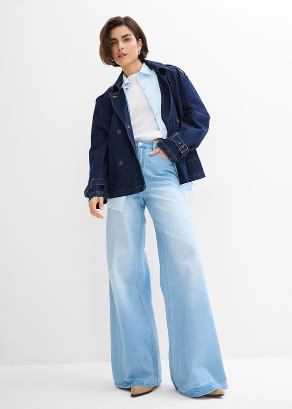 Wide-Leg-jeans, High Waist, Full Length, komfortlinning, bonprix