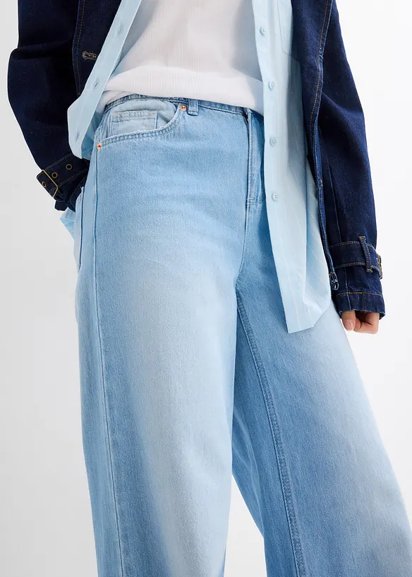 Wide-Leg-jeans, High Waist, Full Length, komfortlinning, bonprix