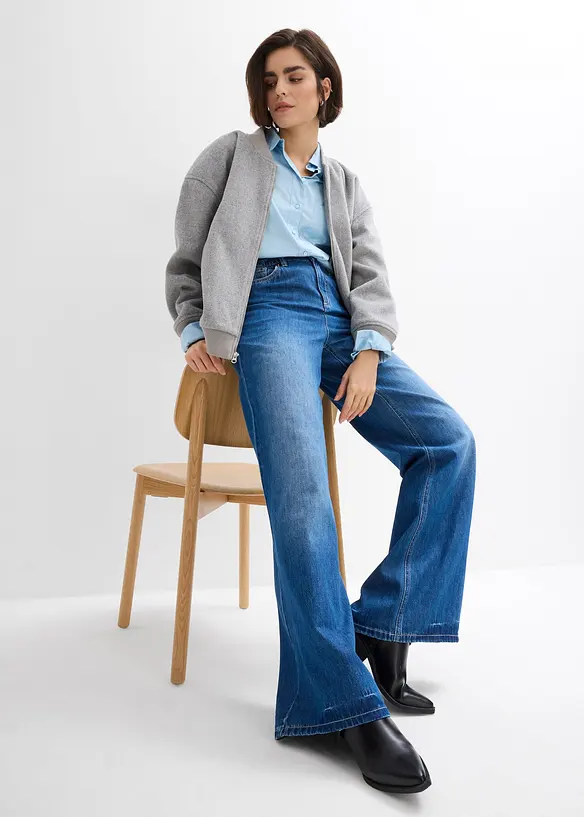 Wide-Leg-jeans, High Waist, Full Length, komfortlinning, bonprix