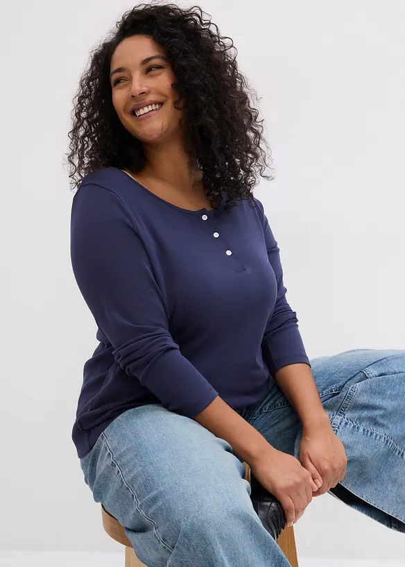 Topp i ren økologisk bomull med rund hals, bonprix