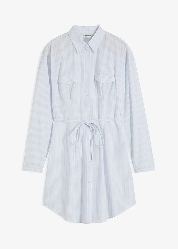 Stripete skjortekjole i poplin, bonprix