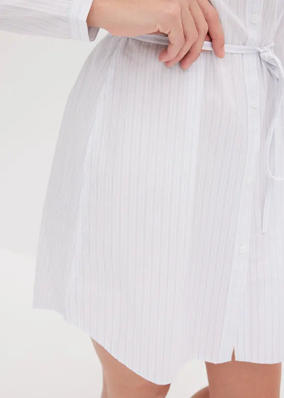 Stripete skjortekjole i poplin, bonprix