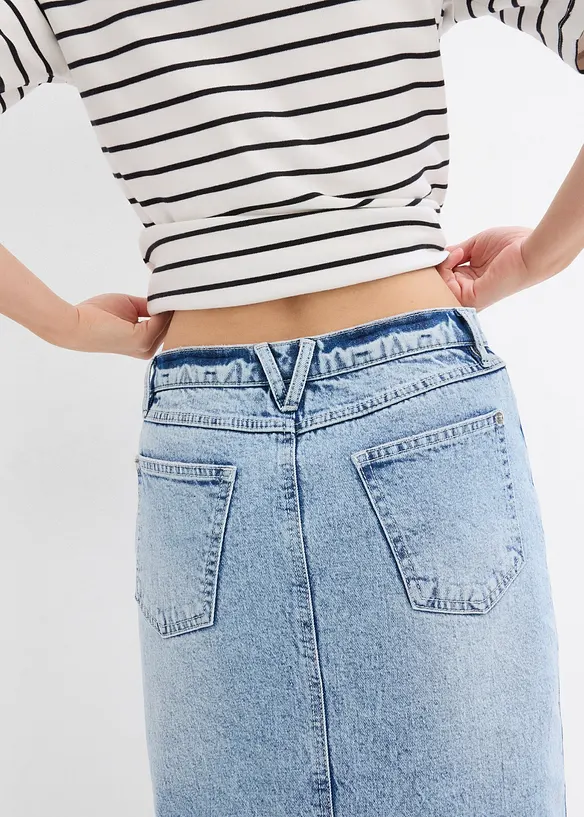 Midiskjørt i denim, bonprix