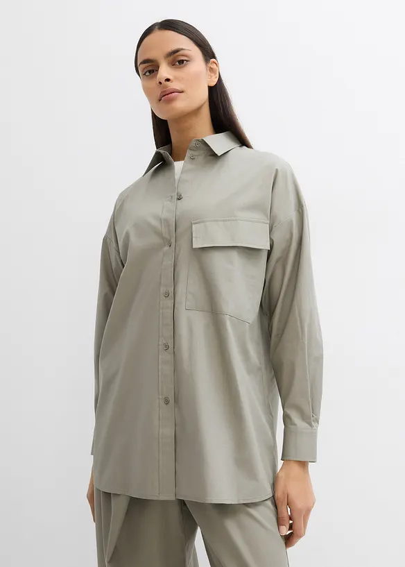Lang bluse i ren bomull, bonprix