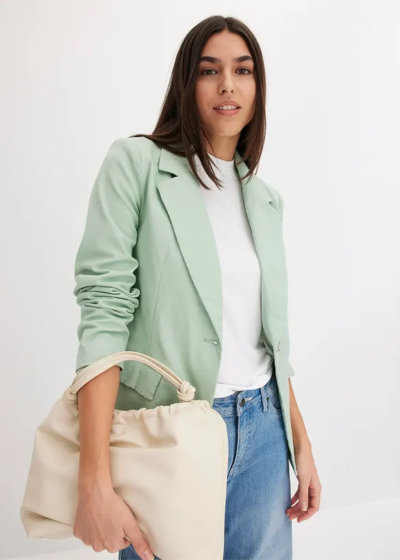 Twill-blazer med stretch og knytebelte, bonprix