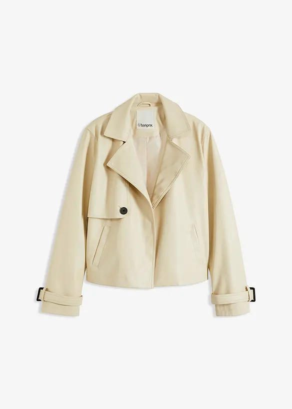 Kort jakke i imitert skinn og trenchcoat-look, bonprix