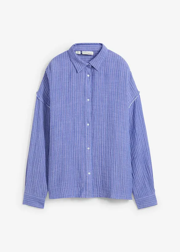 Skjortebluse i musselin med stripemønster, bonprix