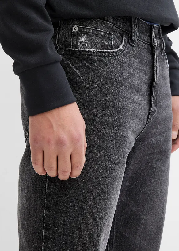 Classic Fit-jeans med stretch og kortere ben, Tapered, bonprix