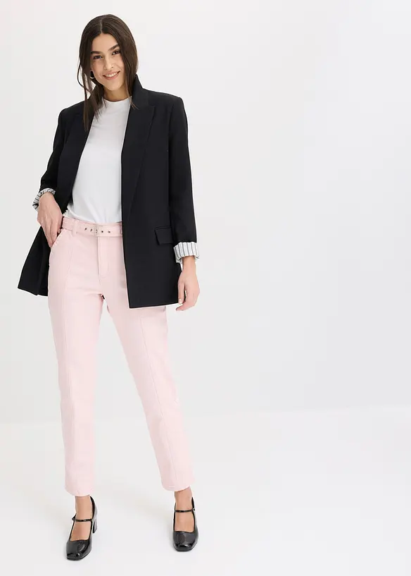 Blazer i lin-look med stripete fôr, bonprix