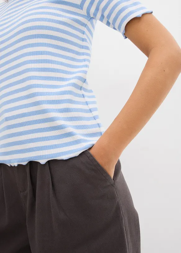 Kortermet topp i ribbemateriale, bonprix