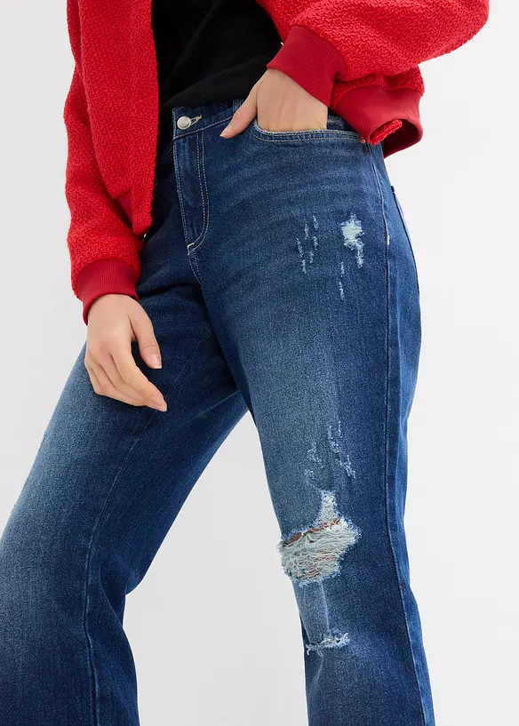 Straight-jeans, Mid Waist komfortlinning Low Stretch, cropped, bonprix