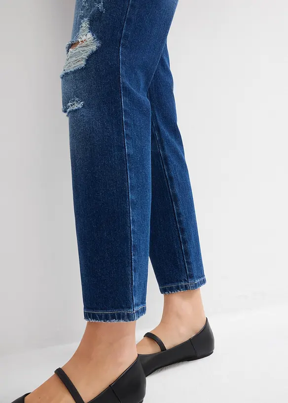 Straight-jeans, Mid Waist komfortlinning Low Stretch, cropped, bonprix