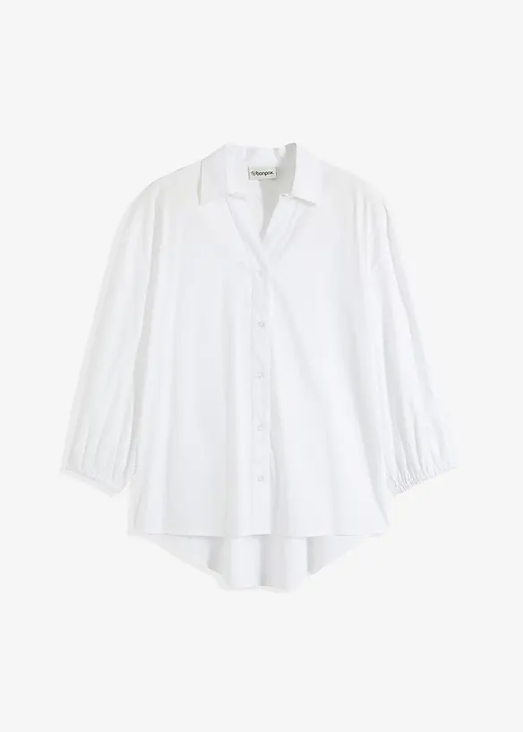 Bluse med lengre bakstykke og ballongermer, bonprix
