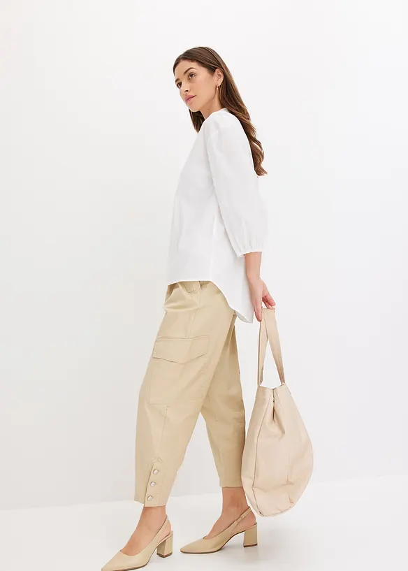 Bluse med lengre bakstykke og ballongermer, bonprix