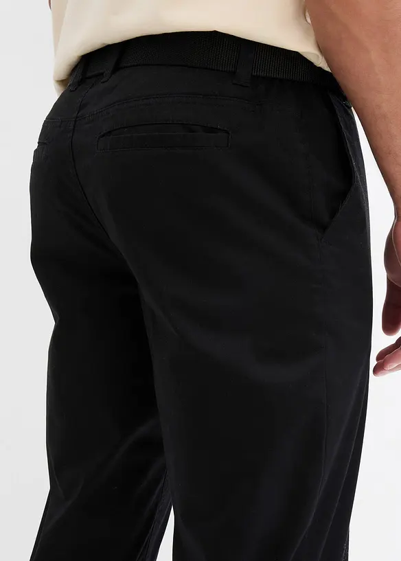 Regular Fit-chinos med belte og stretch, Straight, bonprix