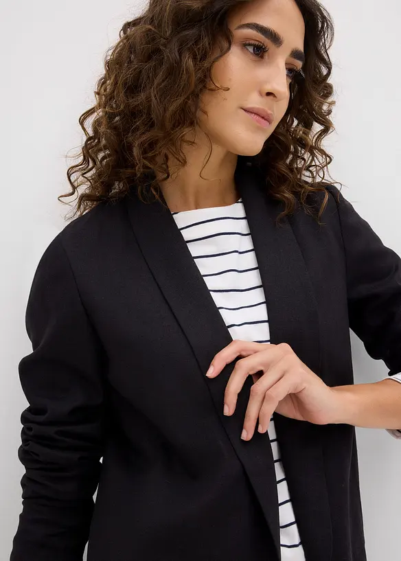 Blazer i lin med viskose og vid modell, bonprix