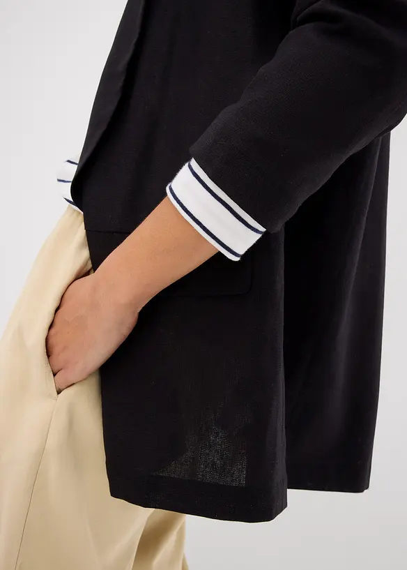 Blazer i lin med viskose og vid modell, bonprix