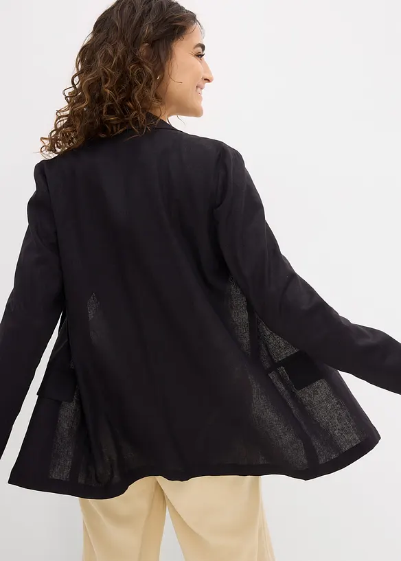 Blazer i lin med viskose og vid modell, bonprix