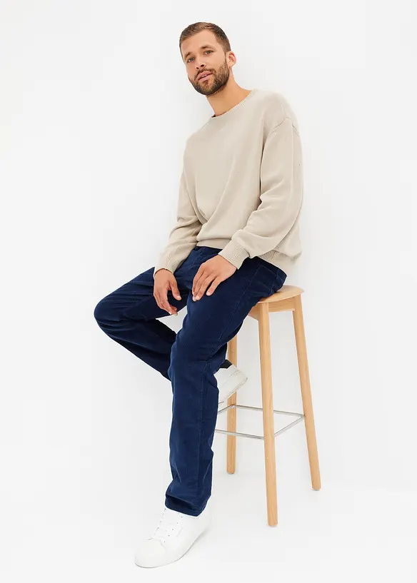 Relaxed fit-termobukse i kordfløyel med flanellfôr, Straight, bonprix