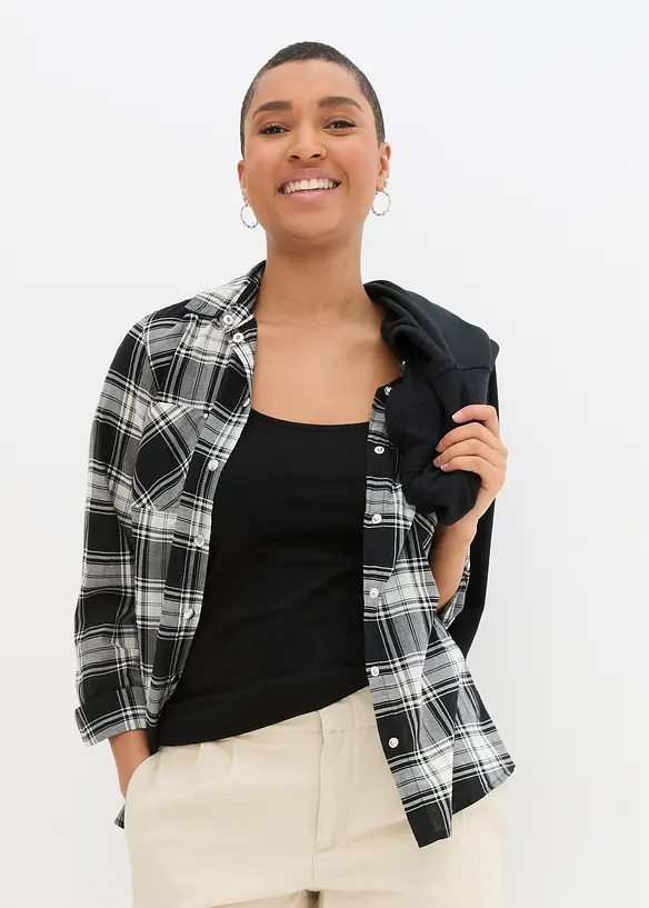 Lang singlet av økologisk bomull, 2-pack, bonprix