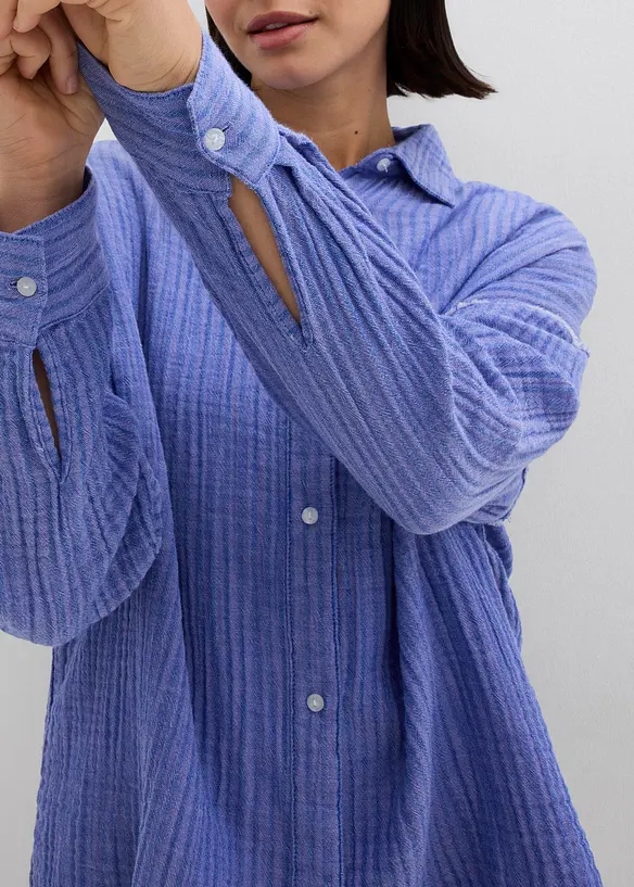 Skjortebluse i musselin med stripemønster, bonprix