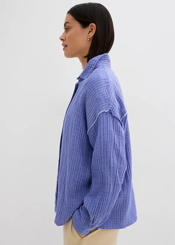Skjortebluse i musselin med stripemønster, bonprix