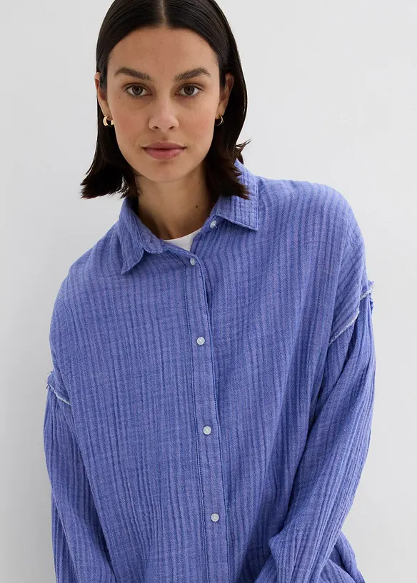 Skjortebluse i musselin med stripemønster, bonprix
