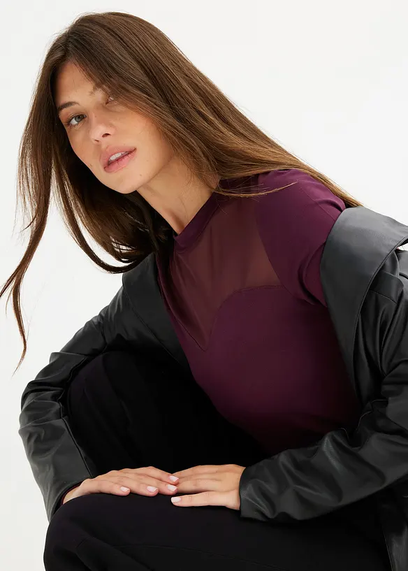 Langermet topp med mesh, bonprix