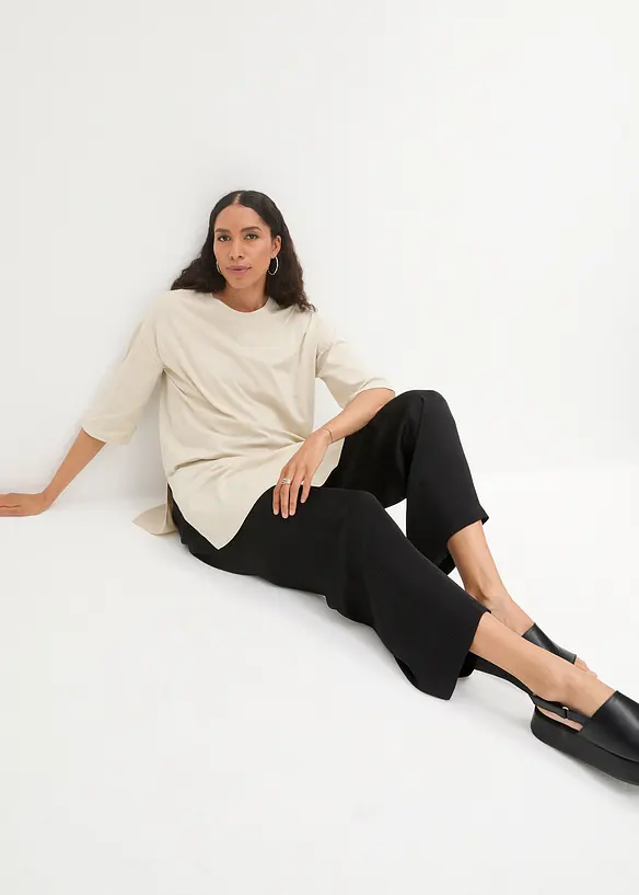 Oversized, lang topp i 100% økologisk bomull, bonprix